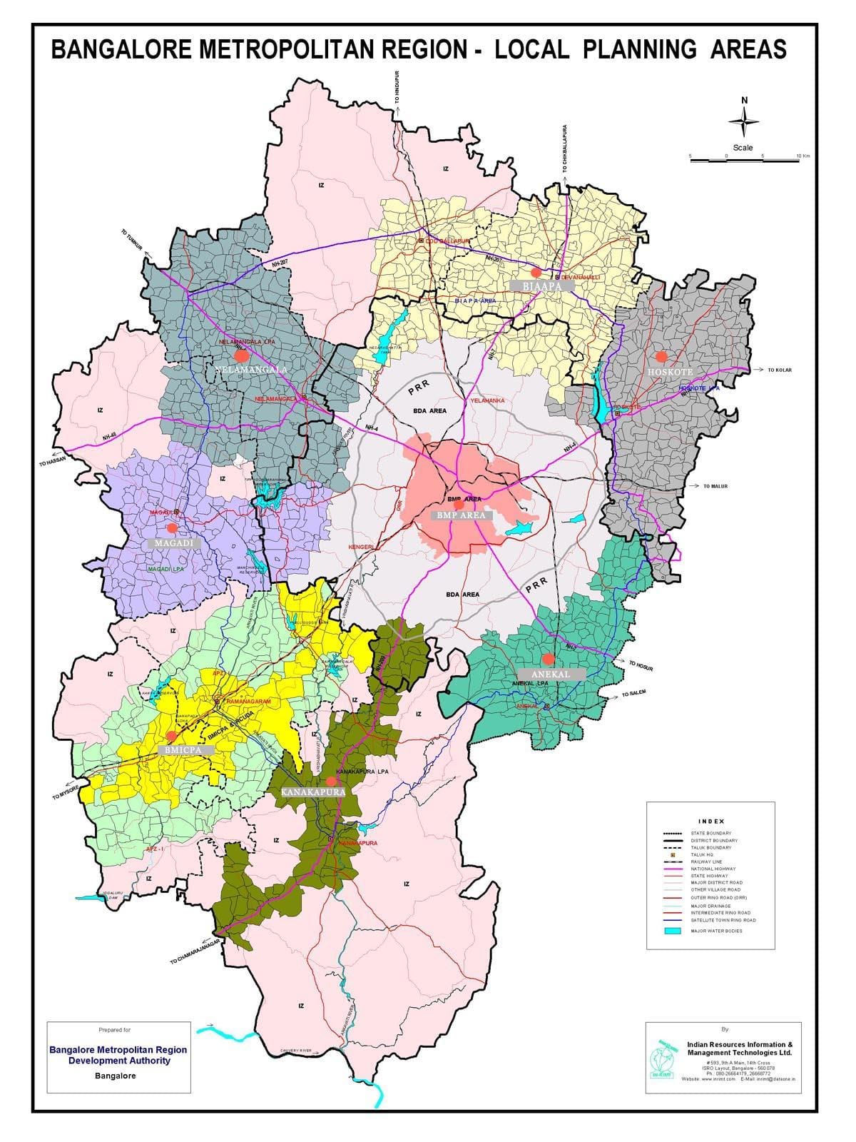 Bangalore mapa na may mga lugar
