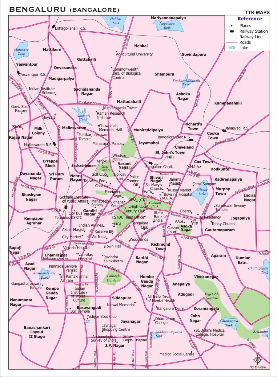 Bangalore sa isang mapa