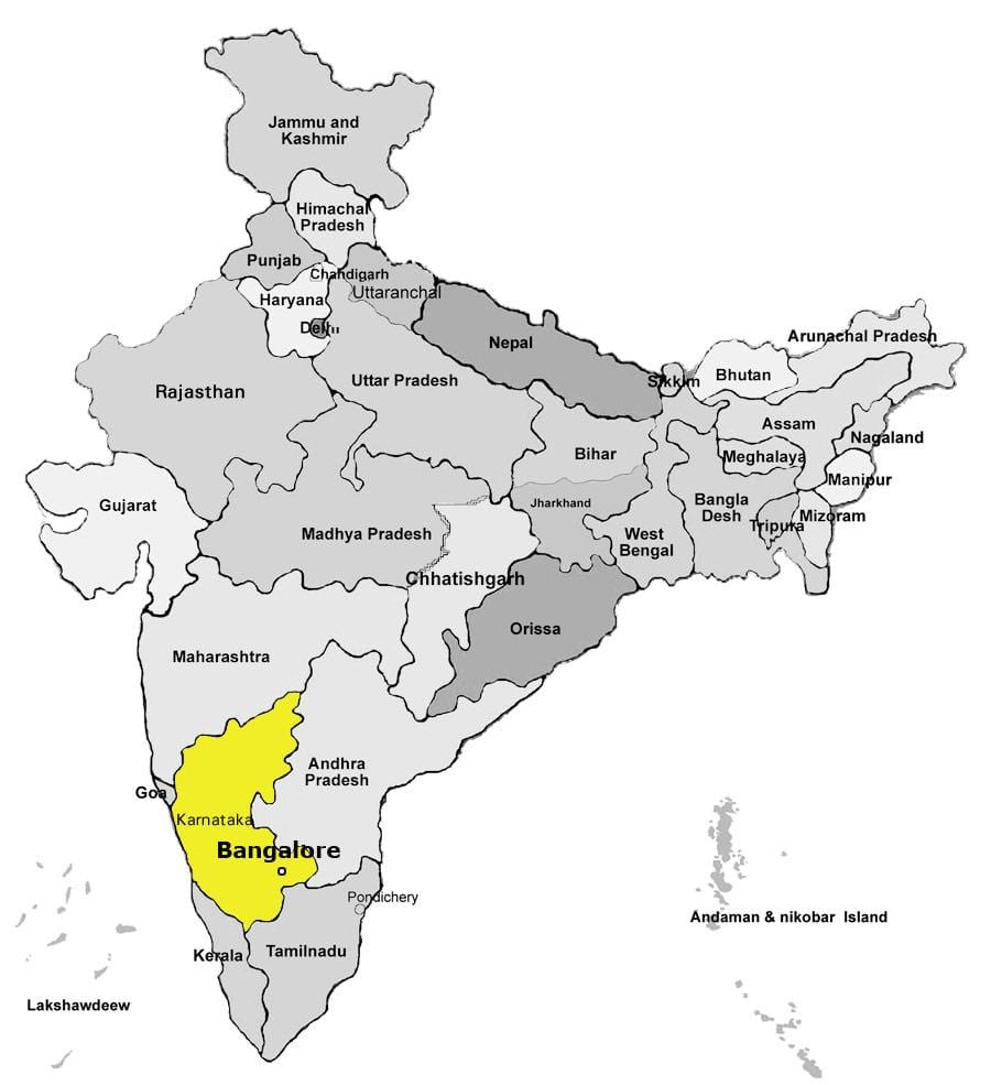 mapa ng Bangalore sa india