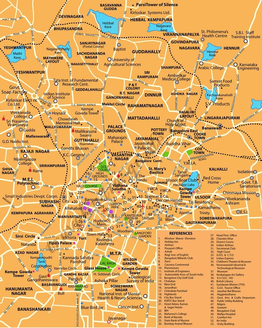 Banglore mga turista mga lugar sa mapa