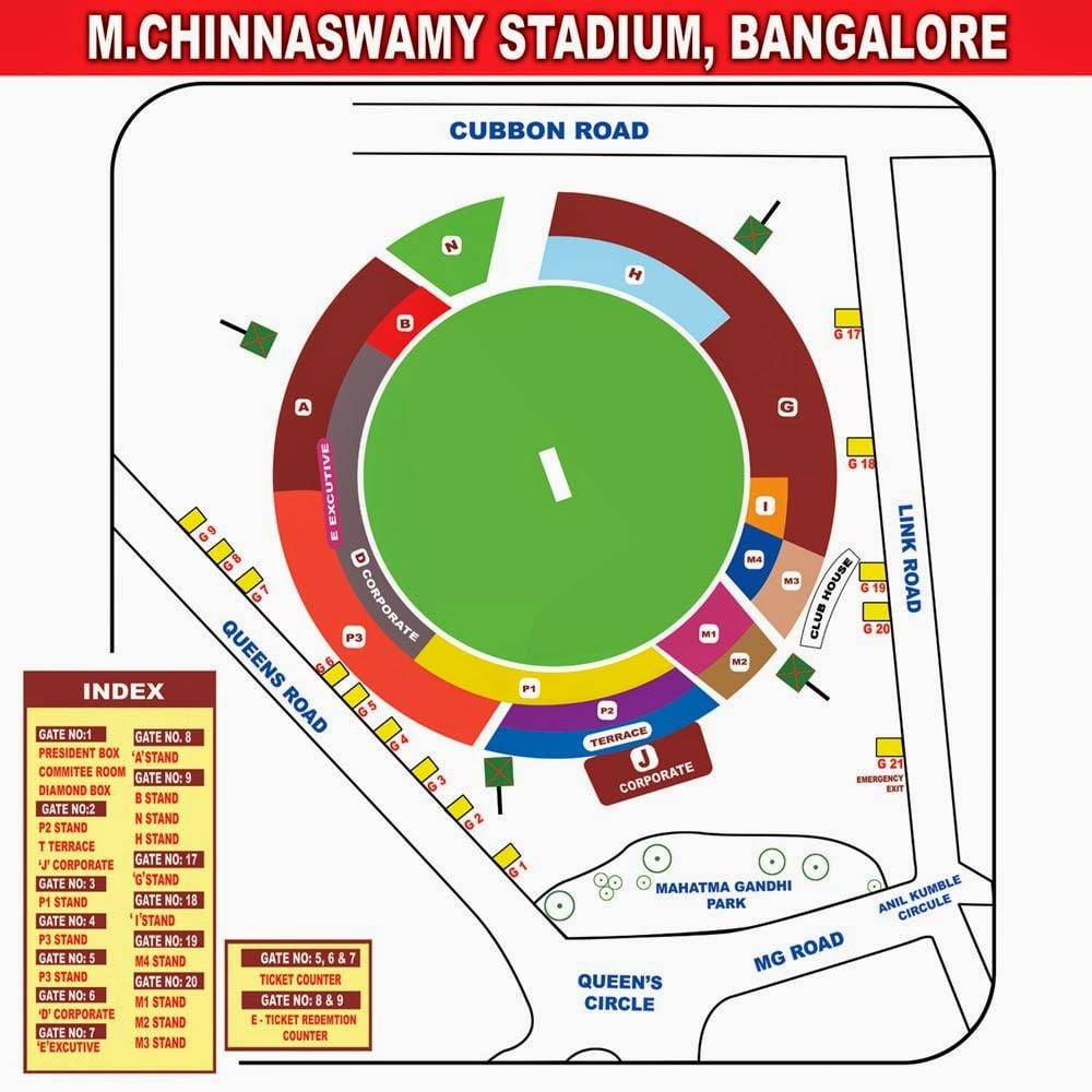 Chinnaswamy stadium seating mapa