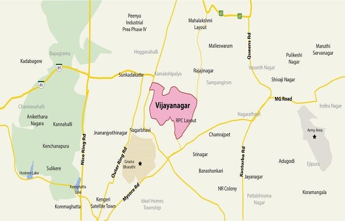 mapa ng Vijayanagar Bangalore